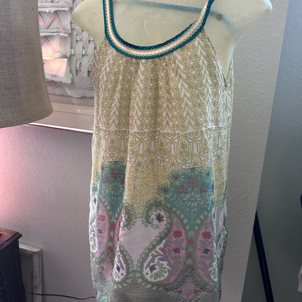 Aryeh silk boho mini dress paisley floral sleeveless size large